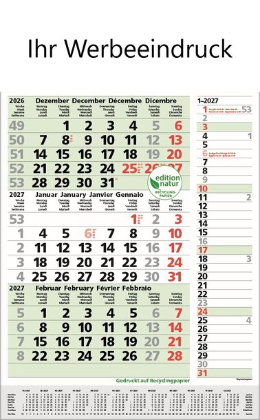 3-Monats-Planer Combi Recyclingpapier