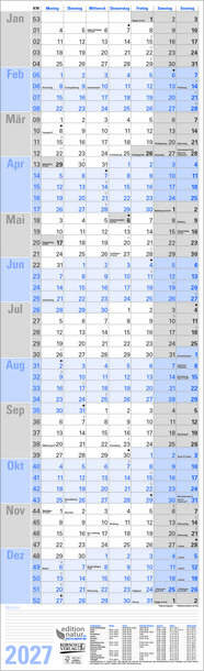 Wandplaner hoch EDIDTION NATUR aus Recyclingpapier Hoch