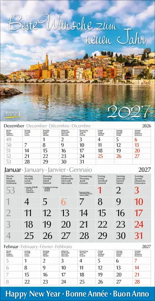 3-Monats-Fotokalender Europa